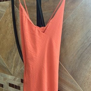 Coral slip dress with scoop back!